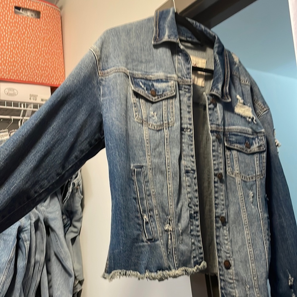 Distressed hollister jean jacket